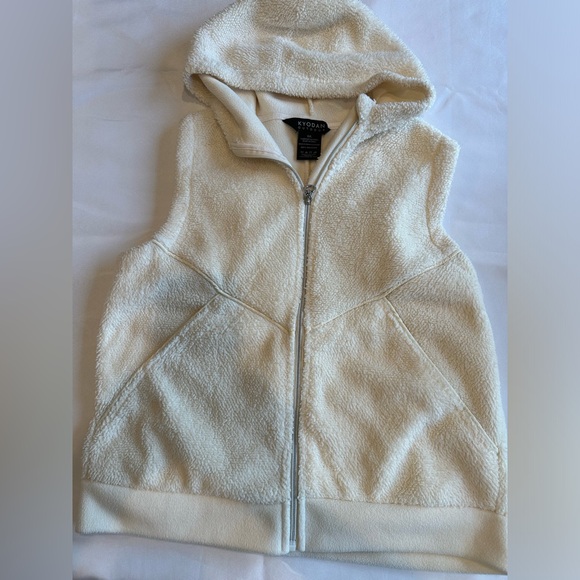 Women's Vest Plush Sherpa full front zipper Cream Off White Cozy L Large Kyodan - Picture 3 of 14